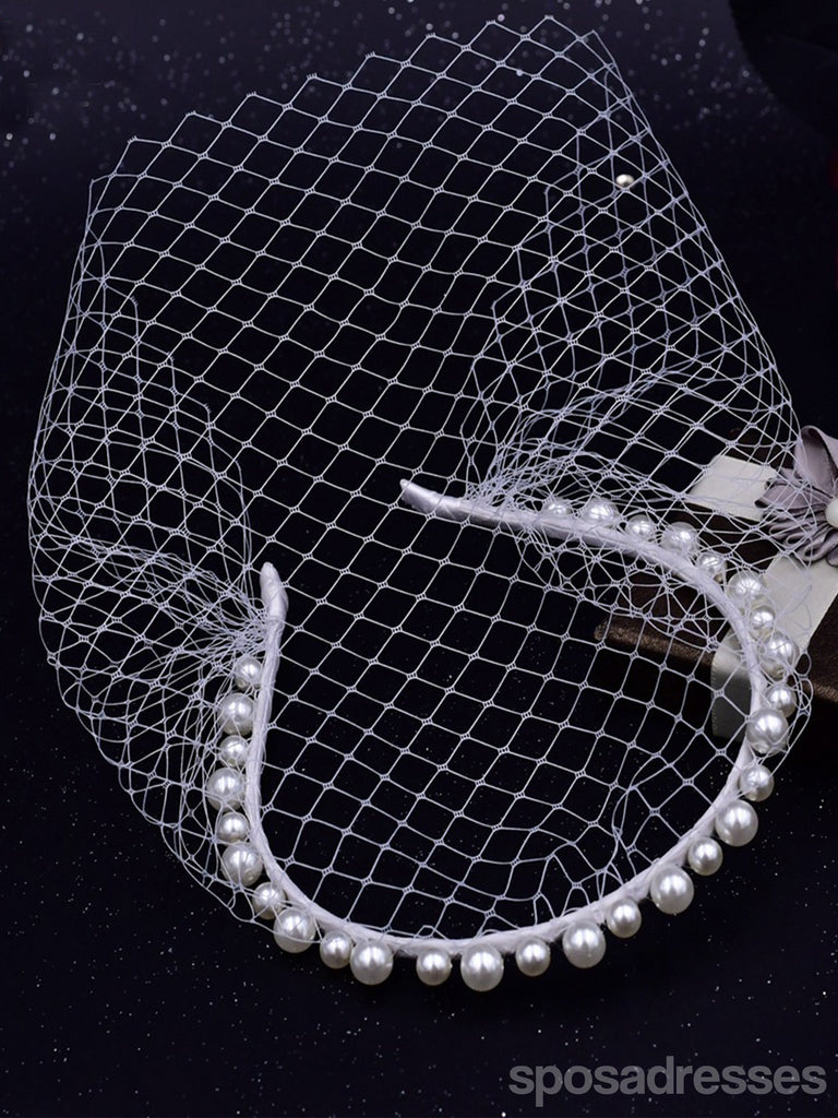 Elegant Simple Pearl Hair Band Bridal Veil, VA11