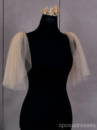 Sparkly Bronzing Long Tulle Simple Shoulder Gauze, VG40