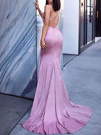 Mermaid Spaghetti Straps Sleeveless Prom Dresses, Sweet 16 Prom Dresses, 12423