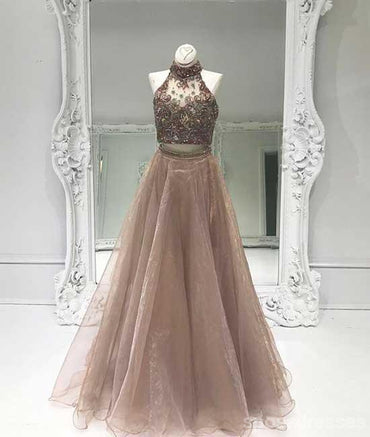 Sexy Two Pieces Heavily Beaded Long Evening Prom Dresses, Popular Cheap Long 2018 Party Prom Dresses, 17246