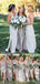 Vestidos de dama de honor largos con correa de espagueti de gasa barata simple dividida lateral para el banquete de boda en la playa, WG100