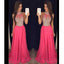 Hot Pink Halter Evening Prom Dresses, 2017 Long Beaded Prom Dress, Custom Long Prom Dress, Cheap Party Prom Dress, Formal Prom Dress, 17037
