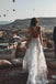 Correas de encaje Vestidos de novia de encaje con aberturas laterales en línea, vestidos de novia baratos, WD522