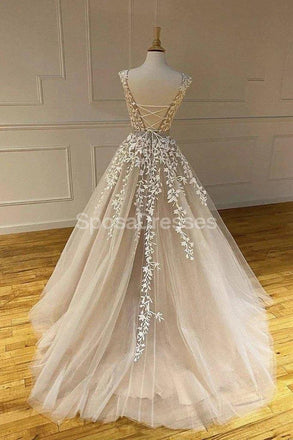 Lace Applique A-line Evening Prom Dresses, Evening Party Prom Dresses, 12274