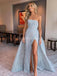 Blue Strapless Side Sexy Sexy Blue Long Evening Prom Dresses, Evening Party Prom Dresses, 12245