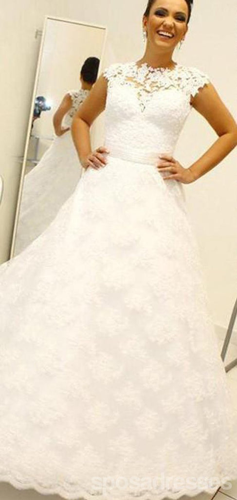 Lace See Through Detachable Skirt A-line Cheap Wedding Dresses Online, WD412