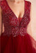 V cuello oscuro rojo con cuentas vestido de fiesta vestidos de fiesta, vestidos de fiesta de la noche, 12136