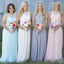 Off Shoulder Small Round Neck Top Lace Chiffon Bridesmaid Dresses, WG110