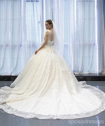 Scoop A-line Cute Lace Wedding Dresses Online, Cheap Bridal Dresses, WD619