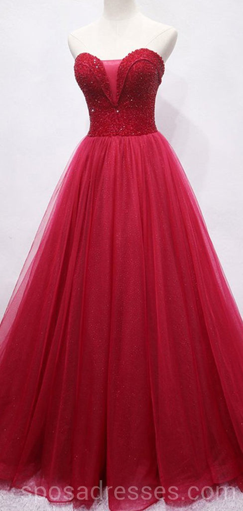 Vestidos de fiesta largos de noche rojo oscuro con cuentas de novia, vestidos de fiesta personalizados de fiesta baratos, 18594