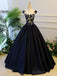 Cap Sleeve Black Lace A line Simple Long Evening Prom Dresses, Long Party Prom Dresses, 17327