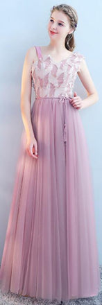 Tulle Pink Long Mismatched Unique Cheap Bridesmaid Dresses Online, WG512