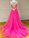 Simple A-line Tulle Sleeveless Long Prom Dresses, Sweet 16 Prom Dresses, 12497