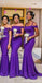 Mismatched púrpura sirena barato largo barato vestidos de dama de honor en línea, WG646