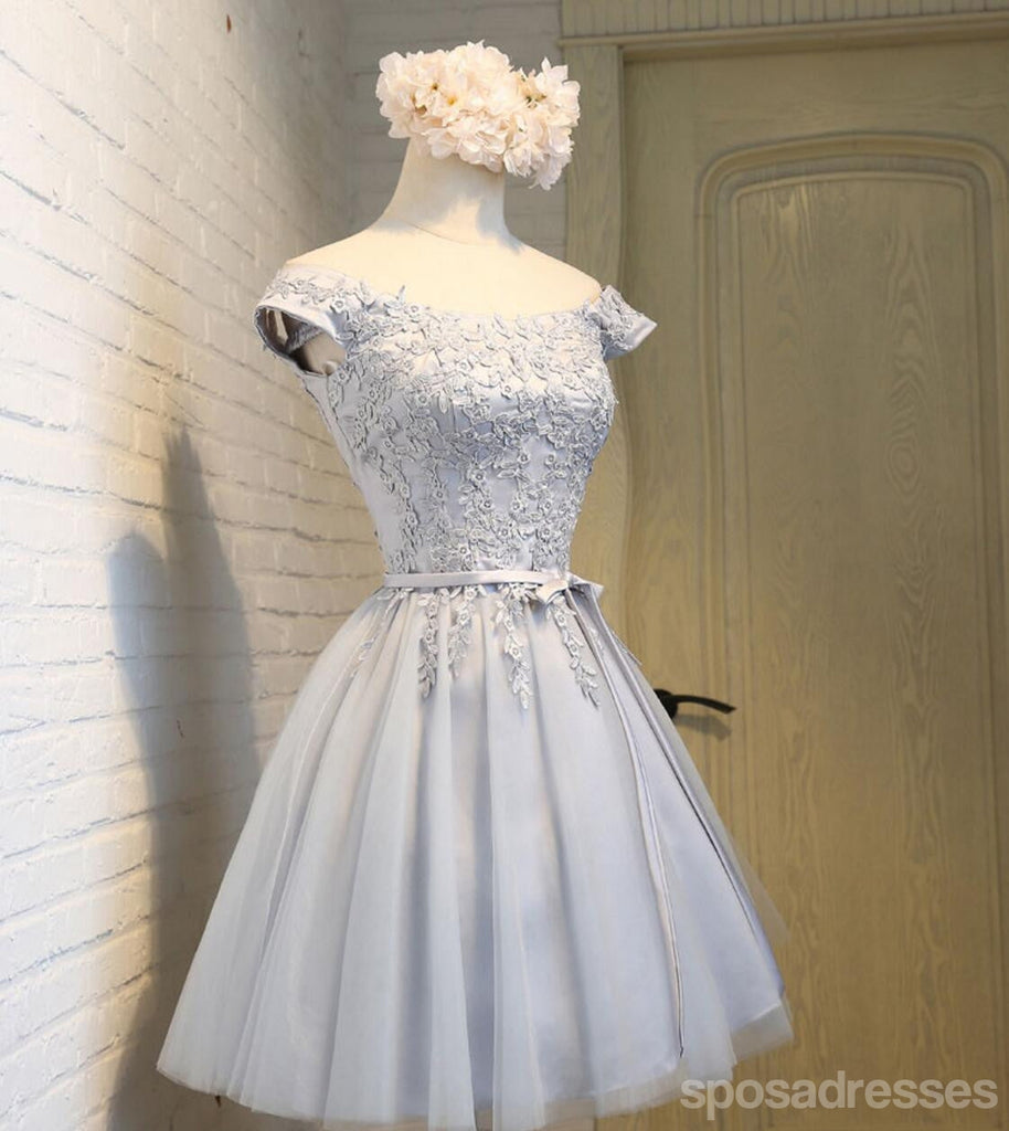 De Manga corta Scoop Escote de Encaje Gris Lindo de Regreso a casa vestidos de fiesta, Vestidos Asequibles a Corto Fiesta de Graduación Dulce 16, Vestidos, Perfecto de Regreso a casa Vestidos de Cóctel, CM337