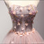 Beautiful Blush Pink Strapless Beaded Homecoming Prom Dresses, Affordable Short Party Corset Back Prom Dresses, Perfect Homecoming Dresses, CM213