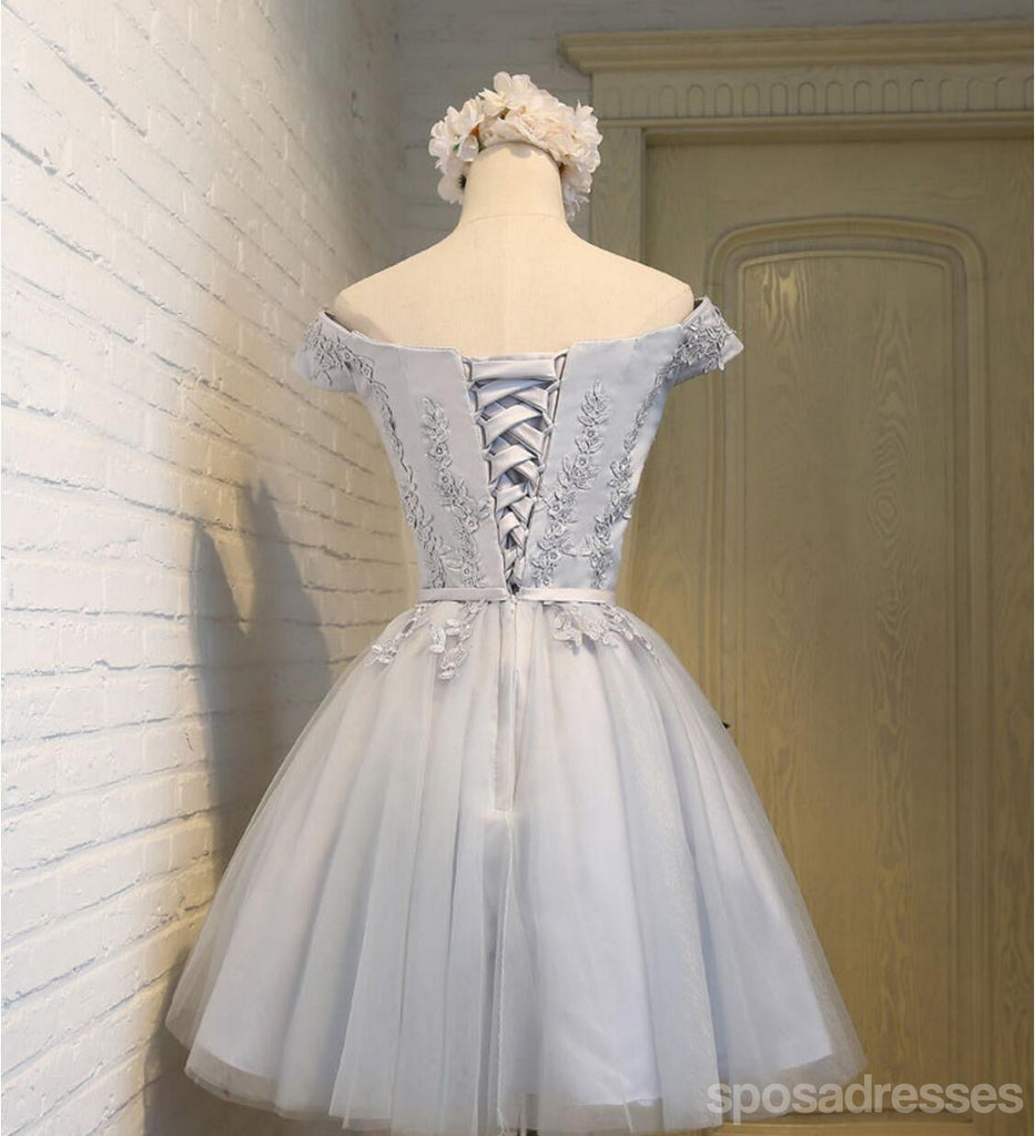 De Manga corta Scoop Escote de Encaje Gris Lindo de Regreso a casa vestidos de fiesta, Vestidos Asequibles a Corto Fiesta de Graduación Dulce 16, Vestidos, Perfecto de Regreso a casa Vestidos de Cóctel, CM337