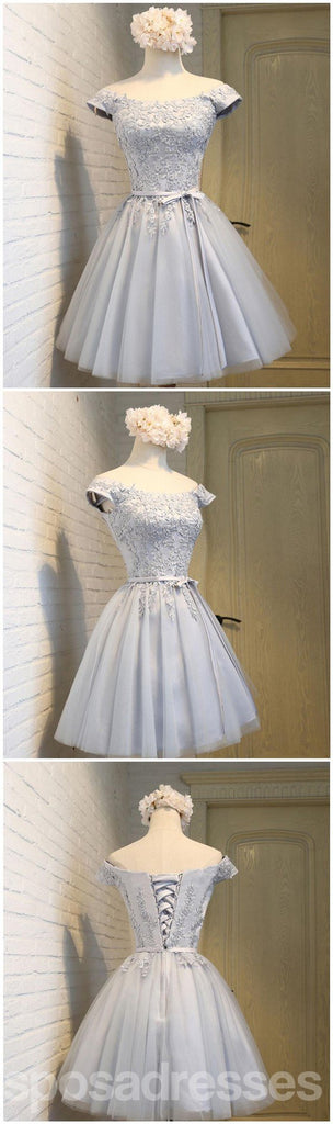 De Manga corta Scoop Escote de Encaje Gris Lindo de Regreso a casa vestidos de fiesta, Vestidos Asequibles a Corto Fiesta de Graduación Dulce 16, Vestidos, Perfecto de Regreso a casa Vestidos de Cóctel, CM337