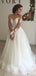 De hombro cordón de mangas largo alinean trajes de novia en línea, WD409