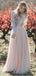 Manga larga Dos piezas Falda rosa pálida Vestidos de novia en línea, Vestidos de novia de encaje baratos, WD480