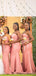 One Shoulder Pink Mermaid Cheap Long Cheap Bridesmaid Dresses Online, WG649
