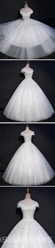 Cap Sleeve Lace Beaded Una línea Vestidos de boda, Vestidos de bodas hechos a medida, vestidos de boda baratos, WD212
