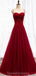 Spaghetti correas rojo A-line vestidos de fiesta de noche larga, vestidos de fiesta de la noche, 12334