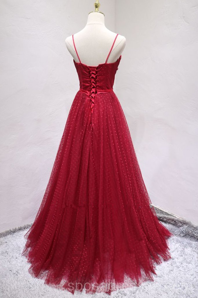 Espagueti atan cordón rojo con correa vestidos de la fiesta de promoción de la tarde largos, vestidos de la fiesta de promoción del partido de encargo baratos, 18601