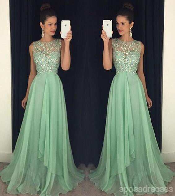 Sexy Open back Evening Prom Dresses, Beaded prom Dress, Green Prom Dress,  dresses for Prom, sexy prom dresses 2017, 17015