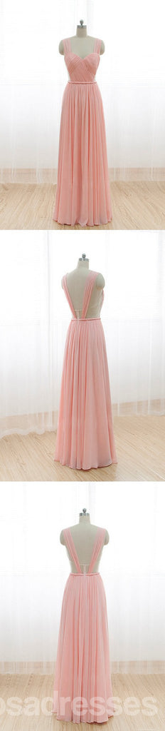 Cheap Junior Long Chiffon Pink Off Shoulder Sweet Heart Bridesmaid Dresses, WG21