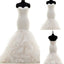 Vestidos de novia de gasa de encaje blanco con cordones de sirena populares, WD0178