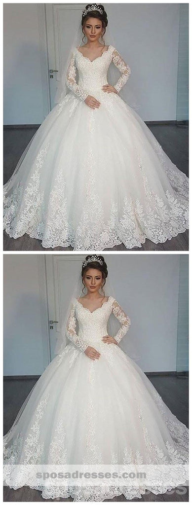 Manga larga de encaje vestido vestido de novia vestidos de novia en línea, de encaje barato Vestidos de novia, WD447