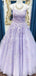 Sexy Backless Lilac Lace Beaded A-line Long Evening Vestidos De Graduación, Fiesta Vespertina De Fiesta De Graduación, 12301