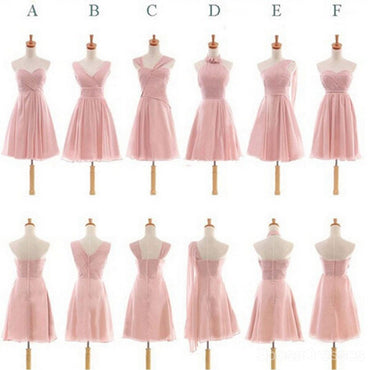 Pretty Chiffon Mismatched Blush Pink Knee Length Cheap Bridesmaid Dresses, WG184