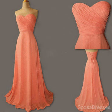 Junior Young Simple Sweet Heart Chiffon Lace Up Back Bridesmaid Dresses, WG186