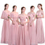 Blush Pink Floor Length Misched Chiffon Cheap Bridesaid Vestidos Online, WG534
