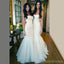 Sirena del tul blanca magnífica vestidos de la dama de honor largos para fiesta de bodas, trajes de novia largos simples baratos, WG195