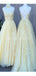 Cordón amarillo Applique vestidos de la fiesta de promoción de la tarde adornados con cuentas, vestidos de la fiesta de promoción del partido de la tarde, 12272