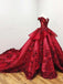 Fuera del hombro Vestido de fiesta de encaje rojo Vestidos de fiesta largos de noche, Vestidos de encargo baratos Sweet 16, 18557
