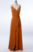 Correas espaguetis Burnt Orange Vestidos de dama de honor baratos en línea, WG267