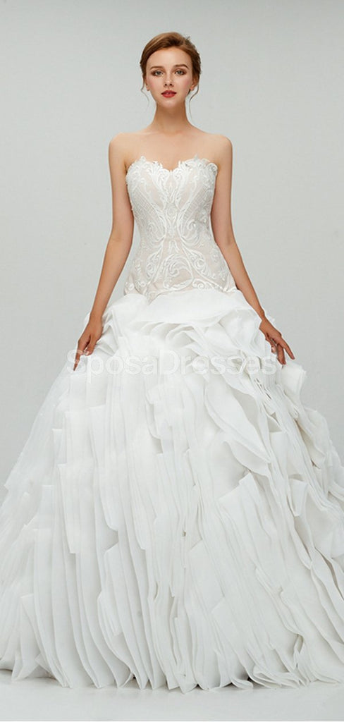 Sweetheart Ball Gown Organza Vestidos largos de novia en línea, vestidos de novia baratos, WD550
