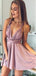 Cruce polvo detrás ocasional regreso corto rosado adorna vestidos de la fiesta de promoción cortos en línea, baratos, CM837