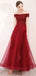 Off Shoulder Dark Red Lace vestidos de fiesta de noche larga, vestidos de fiesta personalizados baratos, 18620