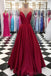 Simple oscuro rojo A-line vestidos de fiesta de la noche larga, vestidos de fiesta personalizados baratos, 18589