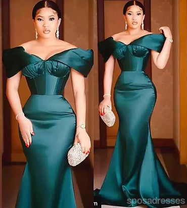 Teal Mermaid Off Shoulder Cheap Long Prom Dresses,12906