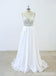 Correas espaguetis Vestidos de novia de playa baratos con cuentas de encaje en línea, WD377