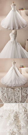 Strapless A line Lace Beaded A line Wedding Dresses, Custom Made Wedding Dresses, Cheap Wedding Gowns, WD215