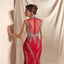 High Neck Red Heavily Beaded Mermaid Evening Prom Dresses, Evening Party Prom Dresses, 12071