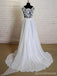 See Through V Neck  Simple Custom Cheap Beach Wedding Dresses, WD318
