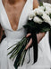 Simple V-Neck A-line Side Slit vestidos de novia baratos en línea, baratos vestidos de novia únicos, WD605